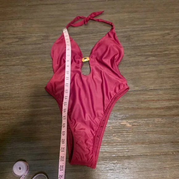 ViX Paula Hermanny Matte Liza One Piece NWT Burgundy Large - Picture 3 of 11